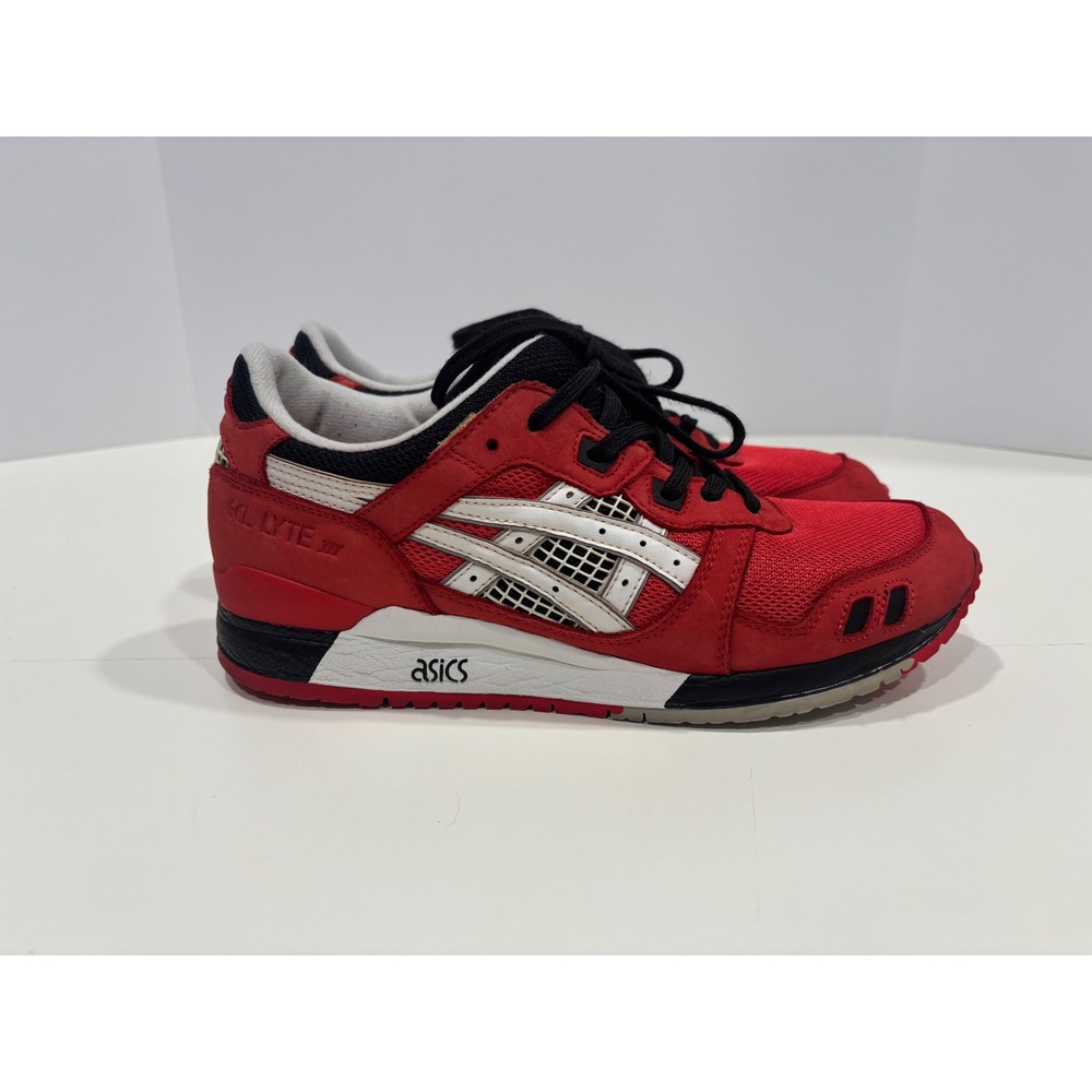 Asics Gel Lyte III Mens Red White Black Sneakers H30DK Size 9